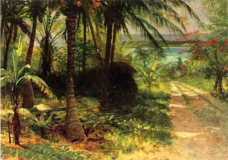 Albert Bierstadt Oil Painting Tropical Landscape - Click Image to Close